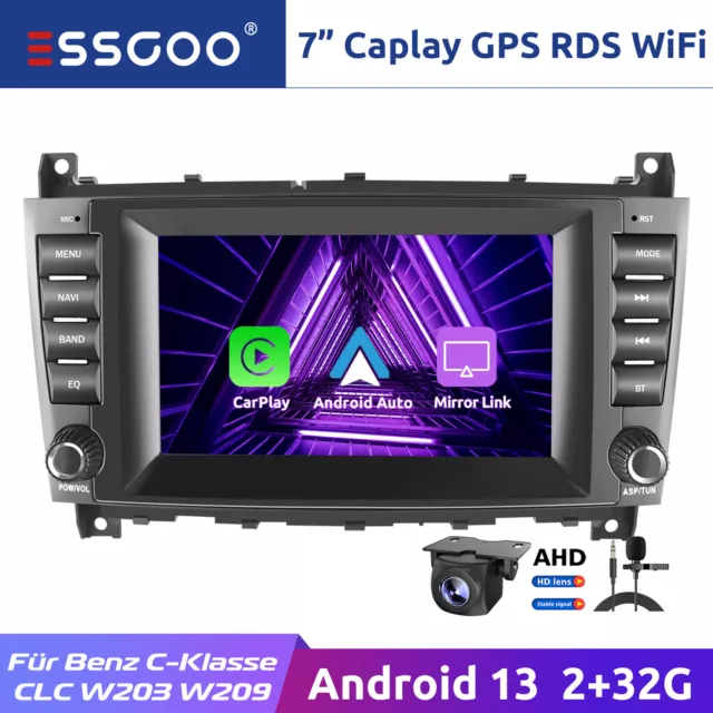 Carplay Android 13 2+32G Autoradio GPS NAVI Kamera Für Benz C/CLC W203 CLK W209