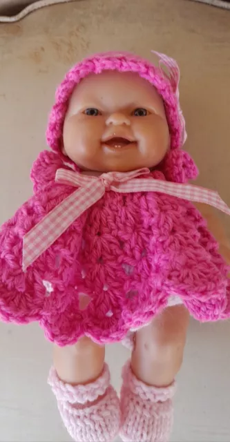 Hand knitted dolls clothes (  Four piece outfit)fit 20cm, 8 inch Berenguer doll