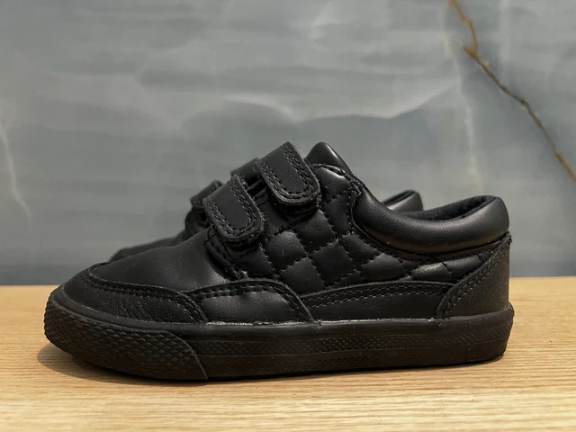Childrens black sales leather trainers
