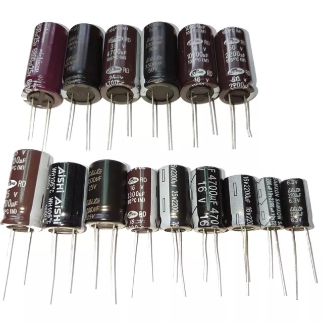 Radial Electrolytic Capacitors / Value 2200uF to 10000uF, Voltage 6.3V to 50V