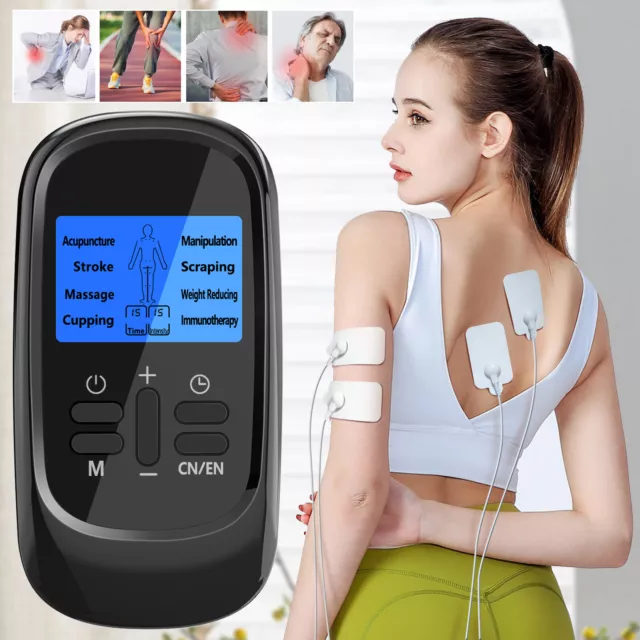 Electronic Tens Machine Unit Massager Rechargeable Muscle Pain Relief Device