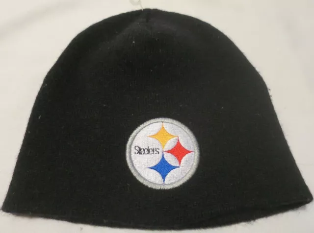 NFL Steelers Football Logo  Black Beanie Knit Cap Skull Hat Adult