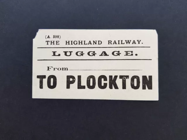 Luggage Label HR From To Plockton The Highland Railway