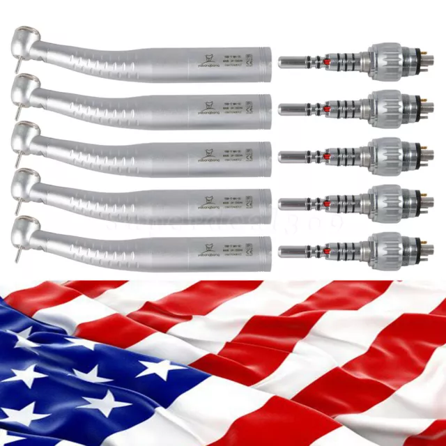 1-5 USA Dental Fiber Optic LED Big Head Handpiece/ 6Hole LED Coupler Fit KV Dr 2