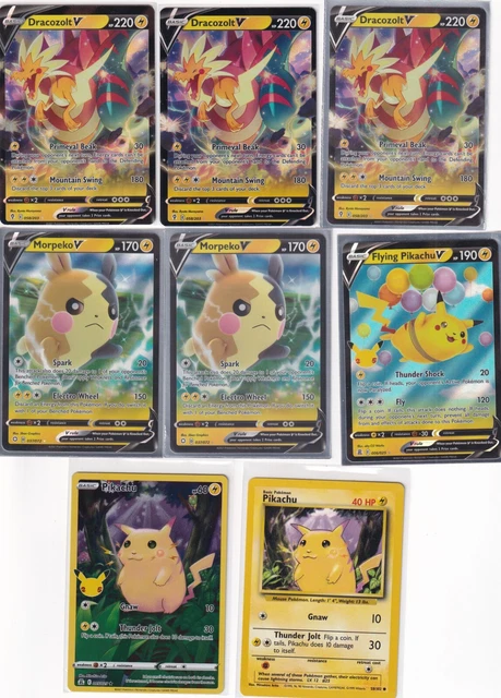 [LOT 20] Pokemon SWSH Lighting V/Reverse Holo Pikachu Dracozolt [EX/NM] FR228