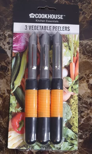 Pack of 3 Vegetable Potato Peelers Stainless Steel Grip Handles UK Seller