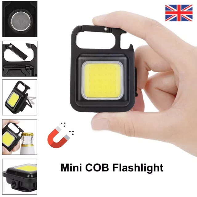 Mini Magnetic COB LED Keychain Light Flashlight USB Rechargeable Torch Work Lamp