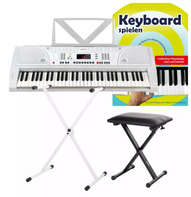 Tastiera Piano Elettronico Digitale 61 Tasti 100 Suoni & Ritmi Supporto Sgabello