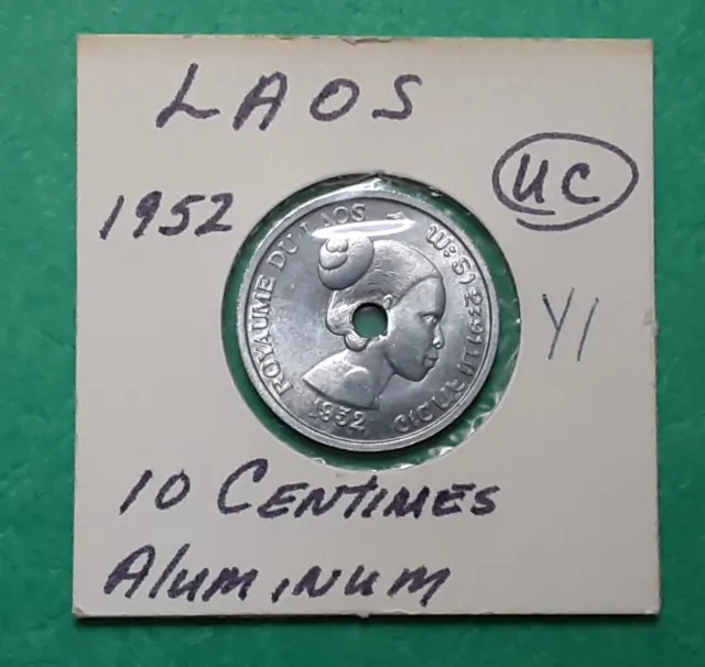 Laos - 10 Centimes 1952~Aluminum Coin~Free Shipping!