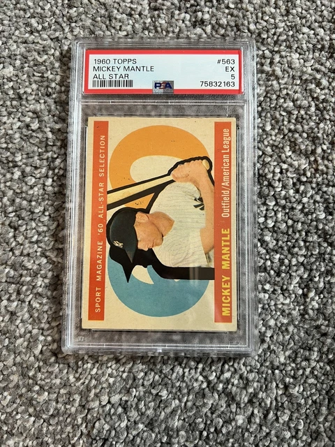1960 Topps #563 Mickey Mantle New York Yankees All Star HOF PSA 5 EX 1960 Topps #563 Mickey Mantle New York Yankees All Star HOF PSA 5 EX