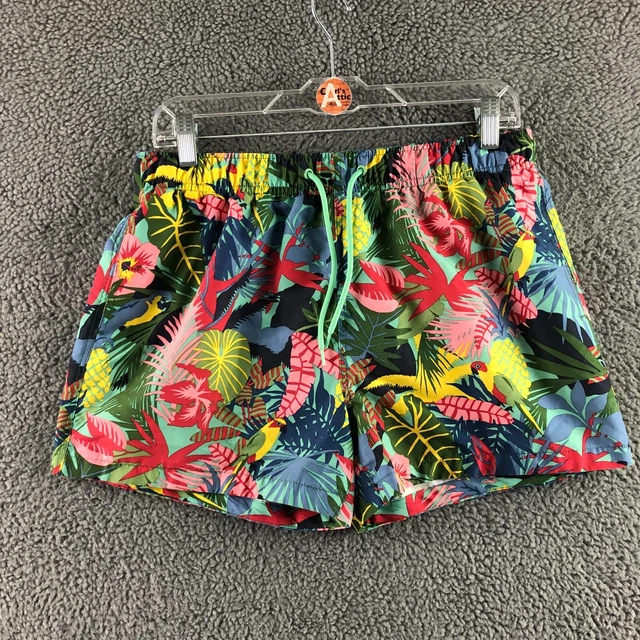 Pantaloncini da nuoto da uomo River Island multitropicali stampa pappagallo spiaggia bauli piccoli