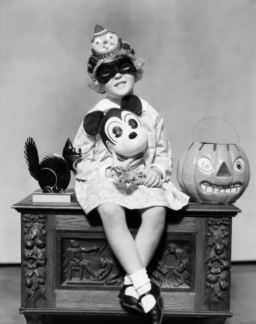 Vintage Halloween Creepy 1940's girl 8x10 Photo Reprint