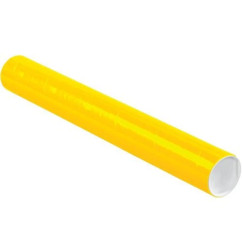 Boxes Fast Mailing Tubes with Caps 3" x 24" Yellow Pack of 24