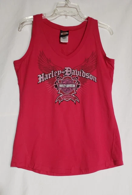 Womens Harley Davidson Pink Tank Top Large Shirt Cape Cod Bourne Mass USA Made