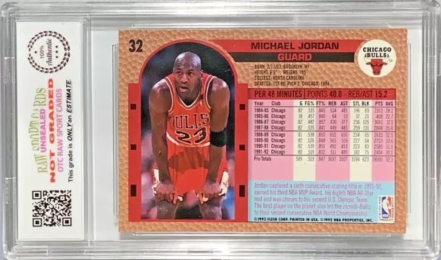 Great Gifts Sports 1992 Fleer #32 Michael Jordan Pre Graded 10 In Unsealed Slab 2