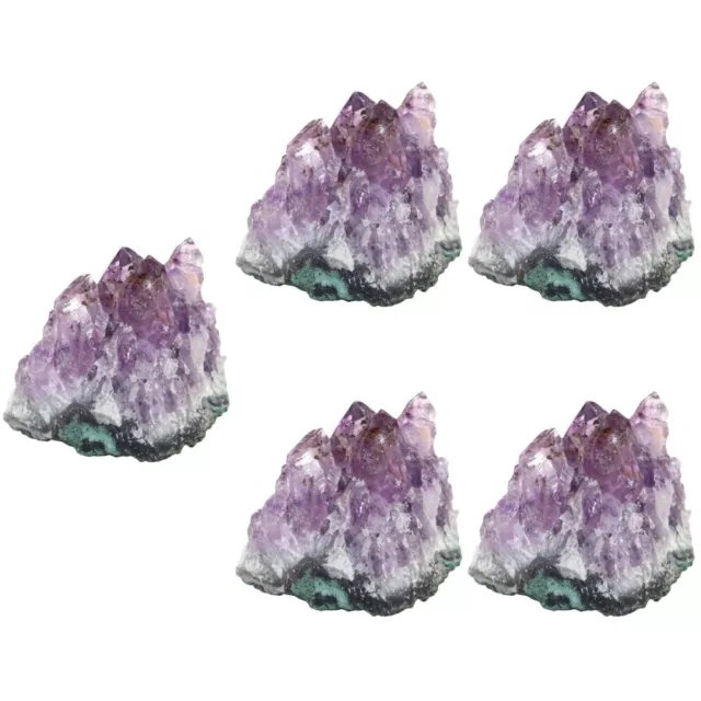 Set of 5 Exquisite Crystal Cluster Purple Ornament Crafts Multifunction