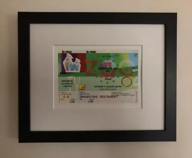 U2 - 1993 “Zooropa’93 , Zoo tv tour “ Wembley Stadium framed ticket giclee print