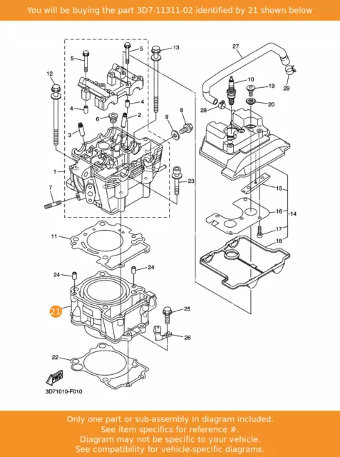 Yamaha Zylinder 1, 3D7-11311-02 Original-Zubehör-Hersteller WR250R