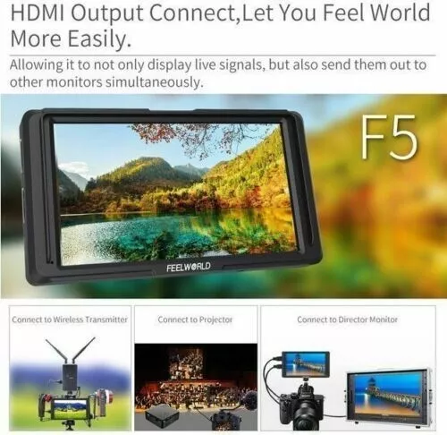 Feelworld F5 5" 4K HDMI IPS 1920x1080 hochauflösender Kamera-Feldmonitor