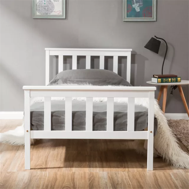 3FT White Bed Frame Kids Bed Single Size Storage Bed Solid Pine Wood Bed SY