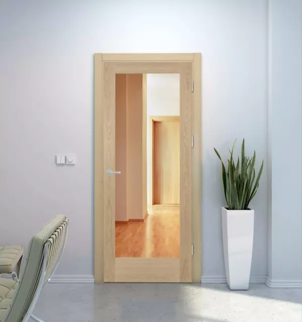 internal composite oak door shaker clear or frosted glass 1 light P10 unfinished