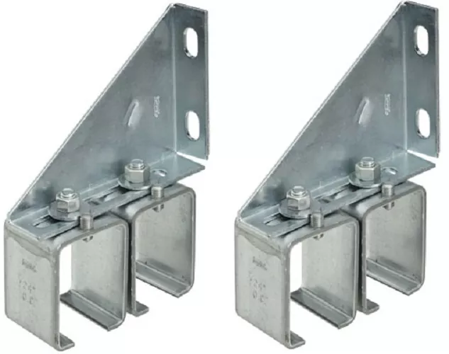 (2) Stanley N104-752 DP51MS2BC Galvanized Double Splice Barn Door Rail Brackets