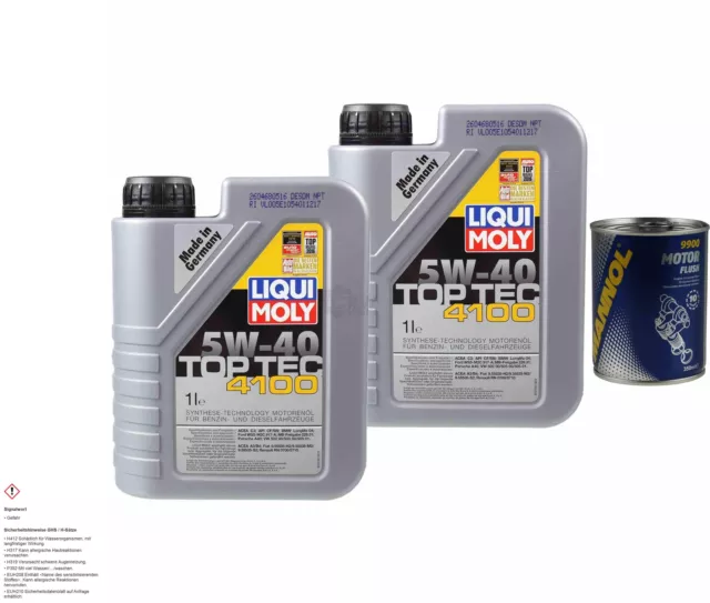 2L aceite motor Liqui Moly Top Tec 4100 5W-40 1x mannol Motor Flusch Aditivo De