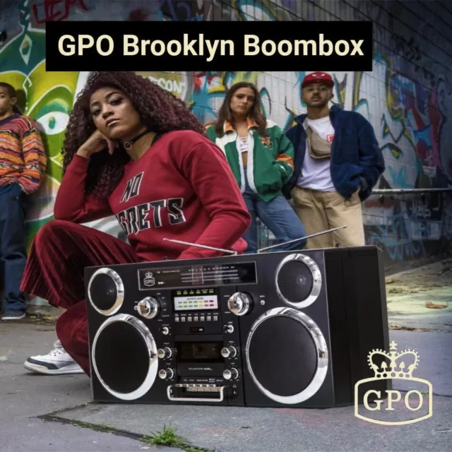 GPO Brooklyn 1980S-Style Bluetooth Portable Boombox-CD/Cassette Player,FM & DAB+