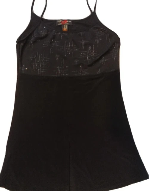 Vintage Black Size Small Y2K Camisole With Glitter Accents