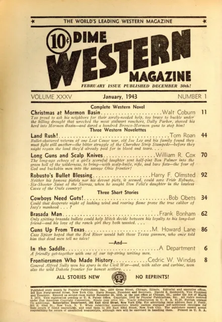 Dime Western Magazine Pulp Jan 1943 Vol. 35 #1 GD 2