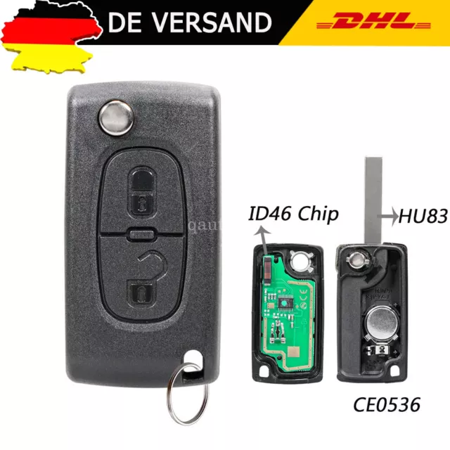 433Mhz Für Citroen C2 C3 C4 Picasso 2 Tasten Auto Funk Schlüssel Chip CE0536 ASK