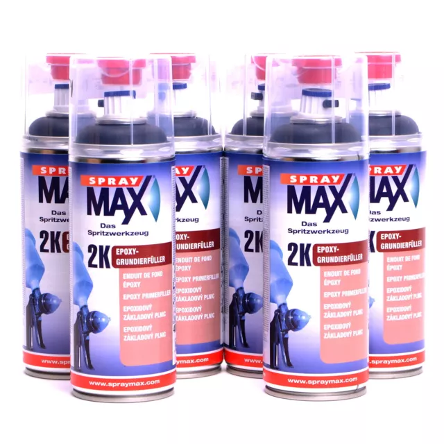 SprayMax Lackspray 2K Epoxy Füller 6X400ml schwarz EP Grundierung   680034