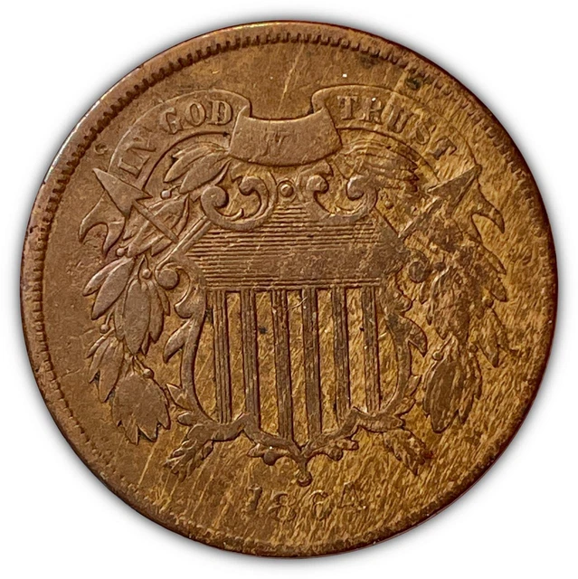 1864 Two Cent Piece Very Fine VF Coin #2255