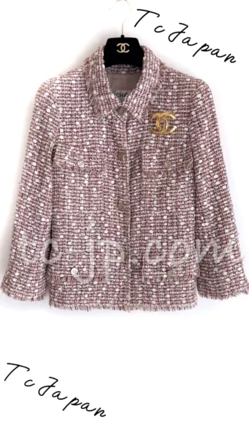 CHANEL 06S BROWN White Fringe Trim CC Buttons Tweed Jacket Top 36 38 US4 6  $1,926.00 - PicClick