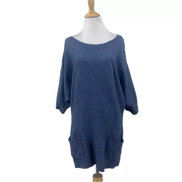 BCBGMaxazria Sweater Dress Women L Large Lambswool Cashmere Blend Dolman Sleeve