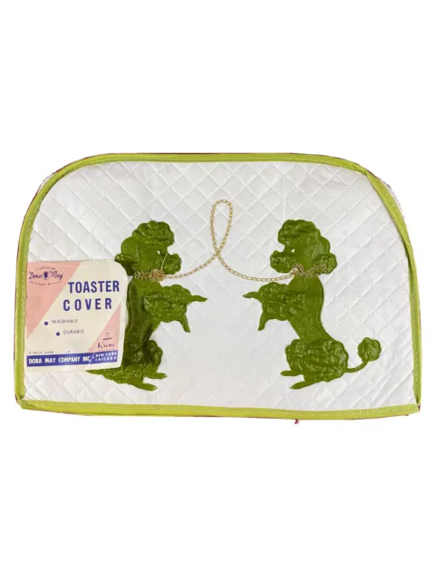 Vintage Dora May Kitchen Toaster Cover NOS Green Poodles Washable Quilted