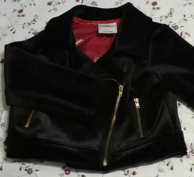 Giacca Bomber Originale Bambini Di Oshkosh Ragazze Nera Spazzolata Velluto Zip Taglia 3T 2
