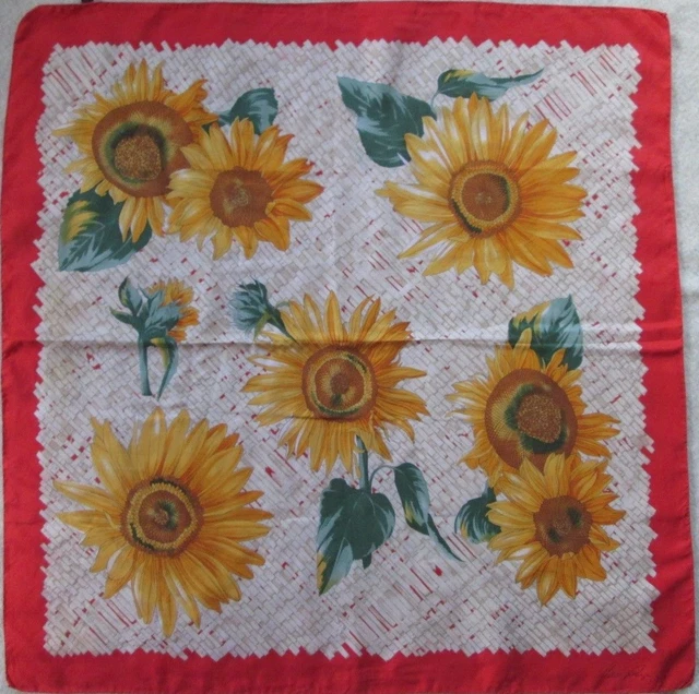 Foulard En Soie MARCO VALENZA Vintage - 85 X 87 Cm - Couleur Marron - Occasion
