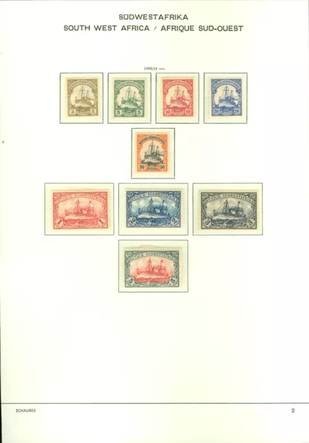 Briefmarken, Dt. Reich, Kolonien,  Südwestafrika, 2 Blätter, gefalzt und gest.