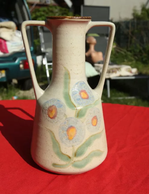 beau grand vase en gres décor de fleurs GRES DE CAPUCINS SALINS