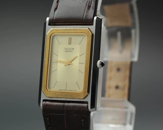 Montre Seiko Credor Quartz 6730-5330 - Année 1982, Boîtier Acier 24 Mm, Cadran Bleu, Garantie 1 An