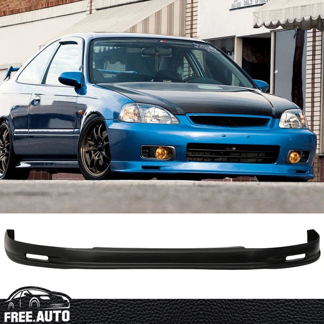 thumbnail image 2 of Advancetuning JDM First Molding Style Front Bumper Lip For 1999-2000 Honda Civic EK – PU Unpainted Black 2 of 3