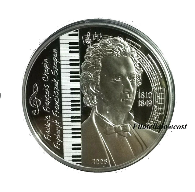 Mongolia 500 Tugrik 2008 Frederic Chopin Music Currency Coin Silver Colour