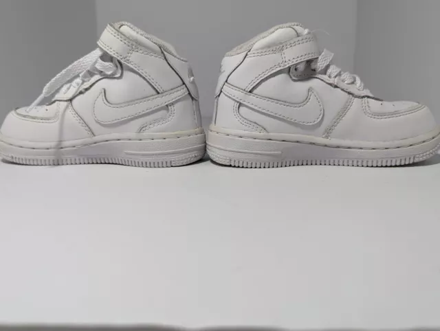 NiKE AIR FORCE 1 Mid LE Toddler TD Size 7c Triple White Casual Shoes DH2935-111