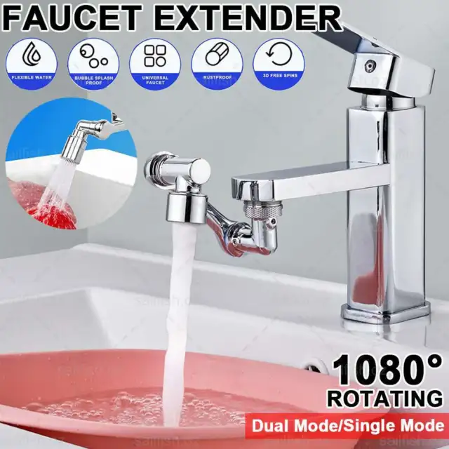 1080° Swivel Extension Faucet Aerator Rotate Robotic Arm Tap Extender ABS Spray