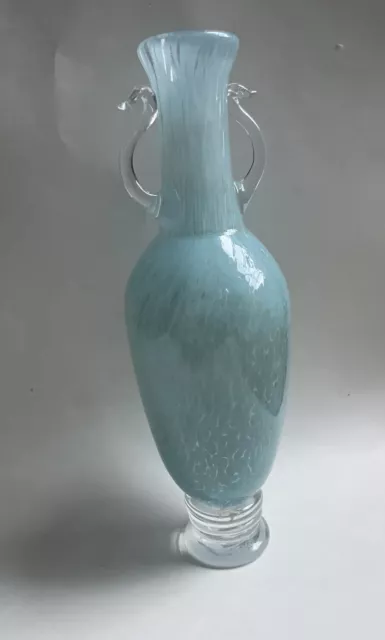 Kevin M Regan Vase Blue Glass Central Glassworks Art Glass Studio Signed 10.5”