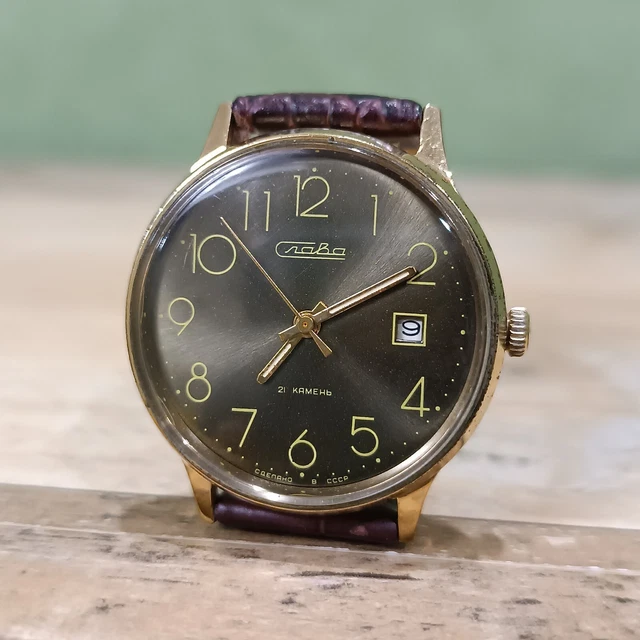 Chronometre SLAVA Vintage URSS Mecanique - Chrono Split Seconds, Boite Metal, Occasion Fonctionnel