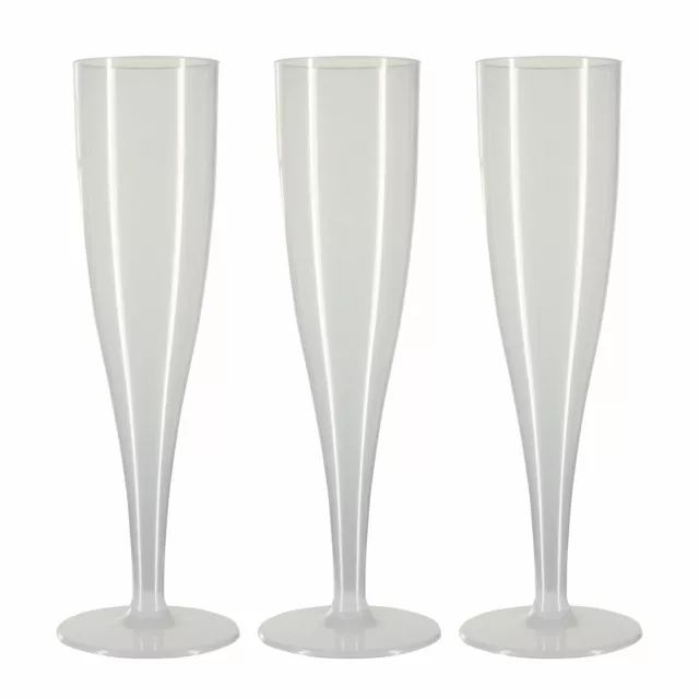 50 x Colourless Prosecco Flutes 175ml Glasses Biodegradable Plastic Pack