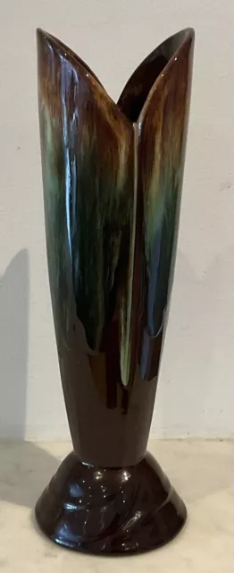 CCC Pottery Canadian Ceramic Craft Tulip Vase Brown Green Drip Glaze