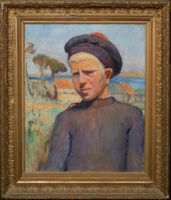 Circa 1920 French Impressionist Portrait Breton Boy Suzanne BILLET DE FOMBELLE